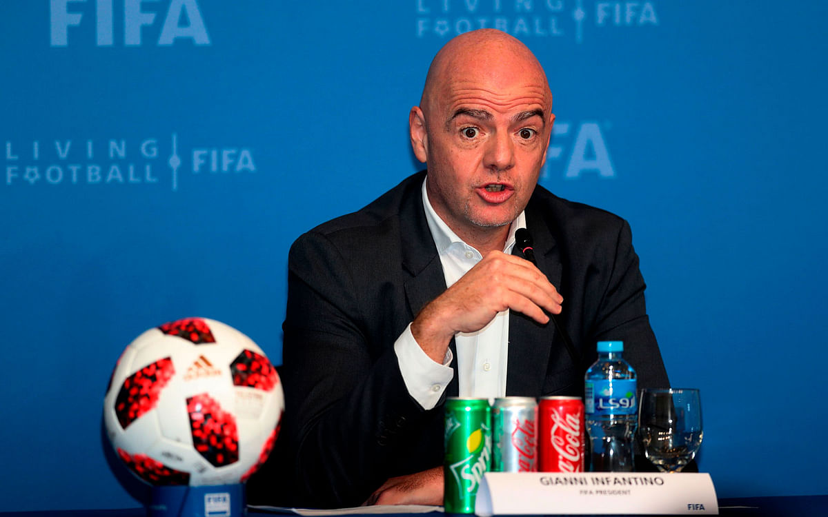 FIFA President Gianni Infantino speaks during a press conference in the Qatar capital, Doha on 13 December, 2018. Photo: AFP