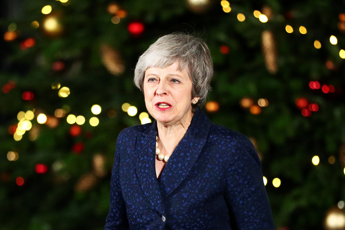 Britain`s prime minister Theresa May speaks outside 10 Downing Street after a confidence vote by Conservative Party Members of Parliament (MPs), in London, Britain on 12 December 2018. Photo: Reuters