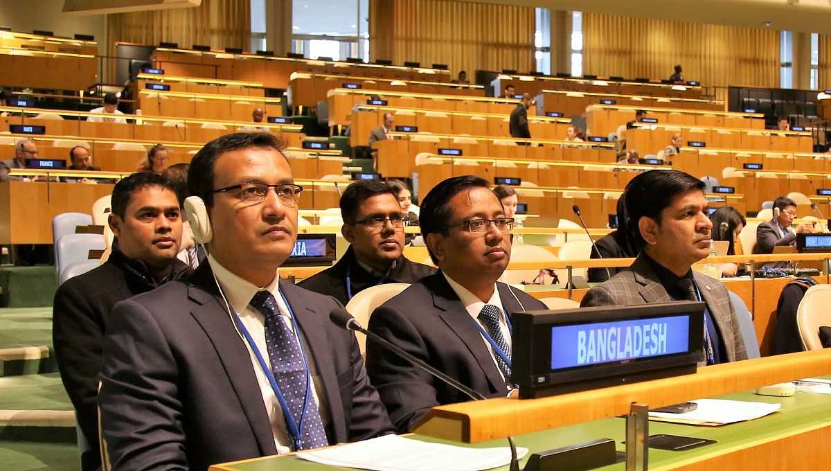 Delegates of Bangladesh at United Nations General Assembly in New York on Wednesday. Photo: Courtesy/ UNB