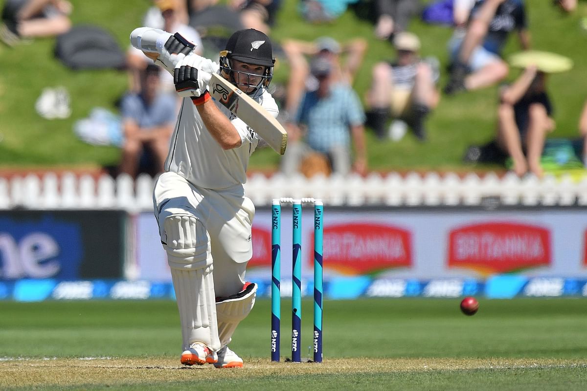 New Zealand`s Tom Latham plays a shot during day two of the first Test cricket match between New Zealand and Sri Lanka at the Basin Reserve in Wellington on 16 December 2018. Photo: AFP