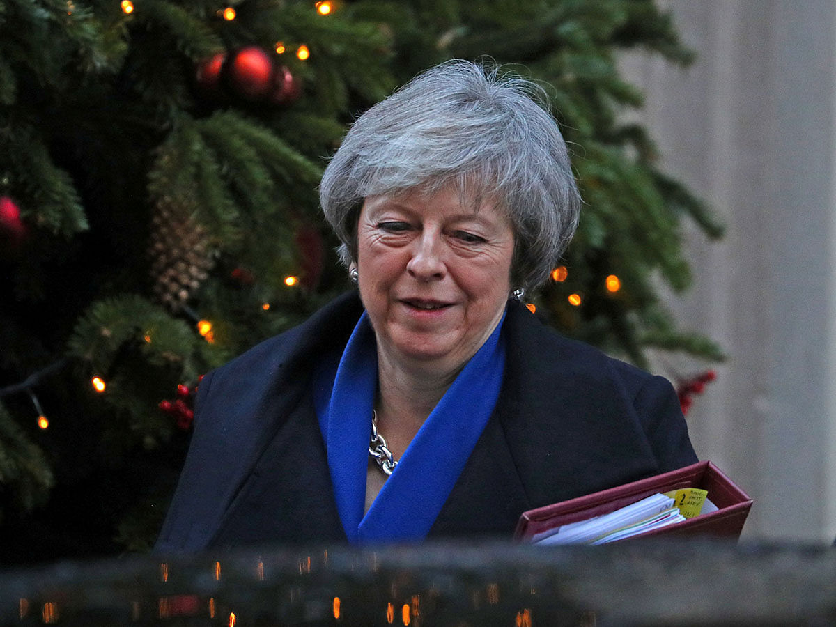Britain`s prime minister Theresa May leaves 10 Downing Street in London, Britain, on 19 December 2018. Photo: Reuters