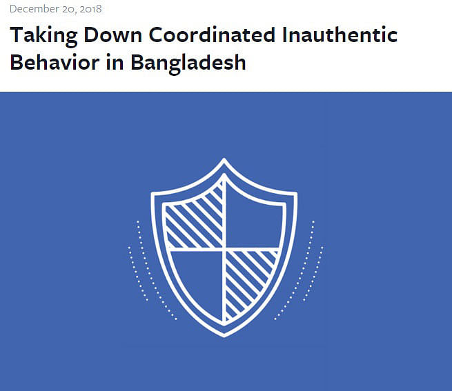 Facebook shuts down fake Bangladeshi pages, accounts. Photo: Screen-grab from Facebook NewsroomFacebook shuts down fake Bangladeshi pages, accounts