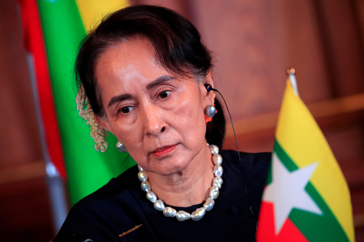 Myanmar`s State Counsellor Aung San Suu Kyi attends the joint news conference of the Japan-Mekong Summit Meeting in Tokyo. Photo: Reuters