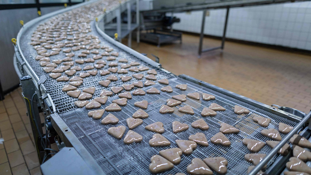 Traditional gingerbread cakes are pictured in the Kopernik Confectionery Factory in Torun, Poland, on 19 December 2018. Photo: AFP