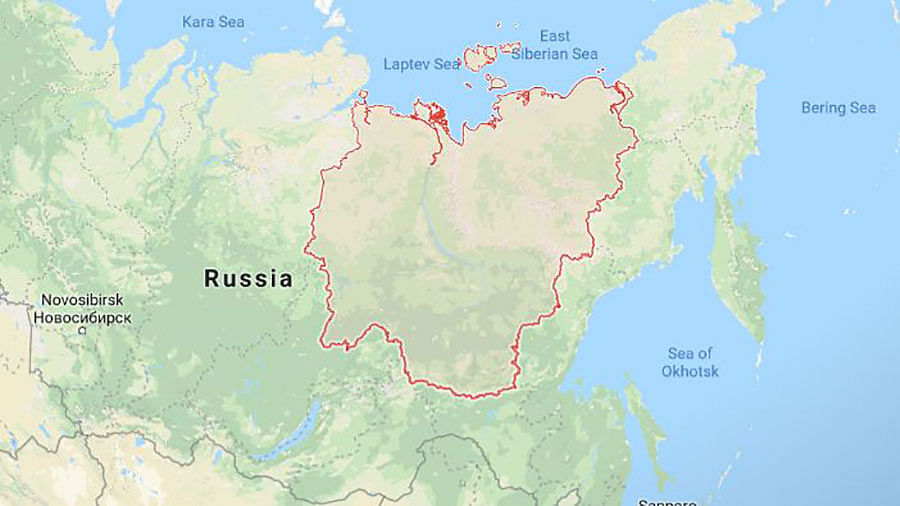 Location of Yakutia in northern Siberia. Photo: Scrreen grab of Google Map