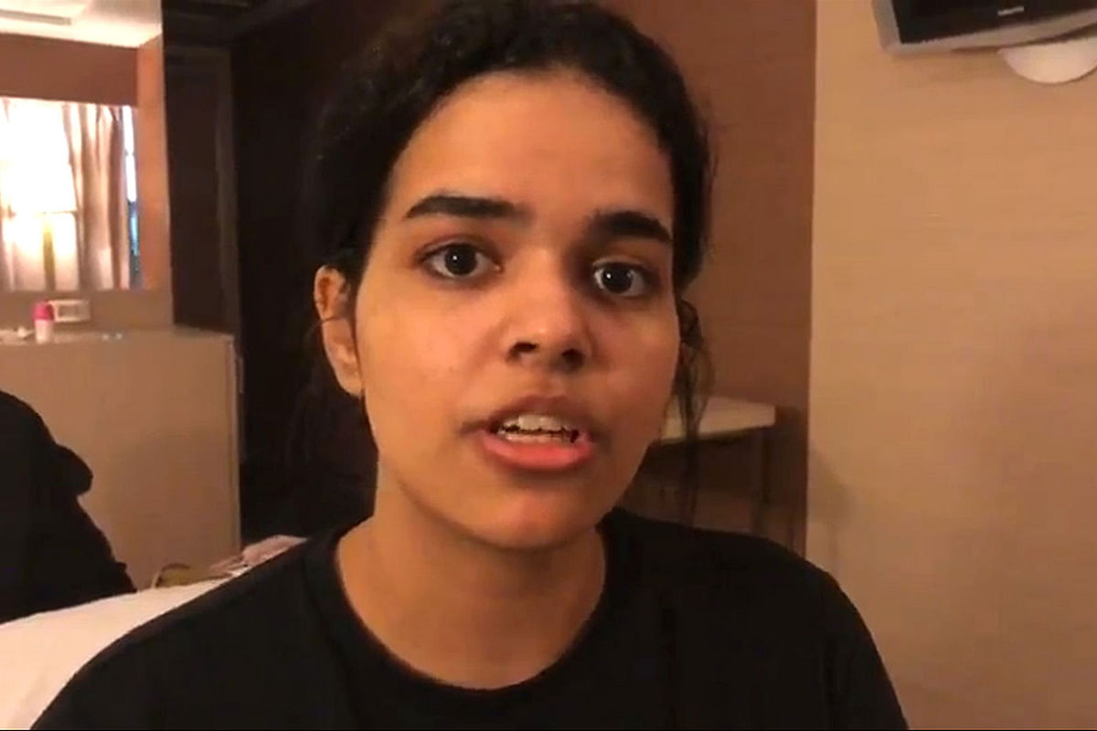 This screen grab from a video released to AFPTV via the Twitter account of Rahaf Mohammed al-Qunun on 7 January 2019 shows a still of Qunun speaking in Bangkok on 7 January. Photo: AFP