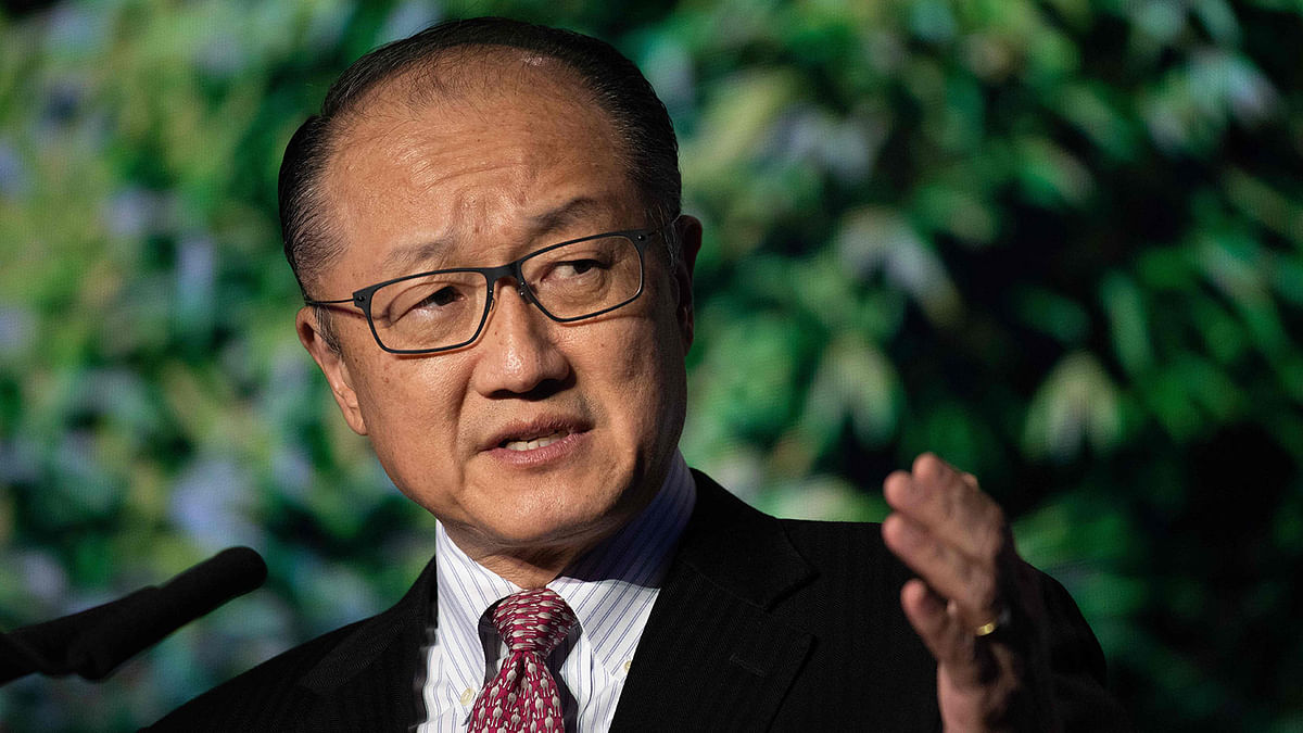 In this file photo taken on 5 November World Bank President Jim Yong Kim delivers a speech during the “reinvented toilet expo” in Beijing. Photo: AFP