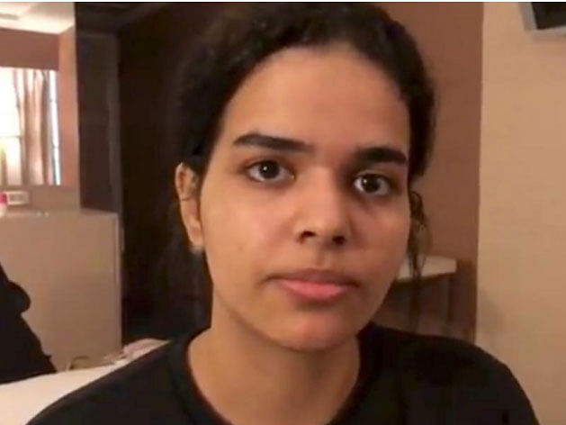 Rahaf Mohammed al-Qunun, a Saudi woman who claims to be fleeing her country and family, is seen in Bangkok, Thailand, on 7 January 2019 in this still image taken from a video obtained from social media. -- Reuters via Twitter