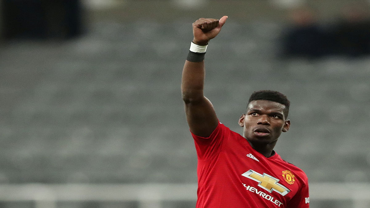 Manchester United's Paul Pogba celebrates at the end of the match. Photo: Reuters