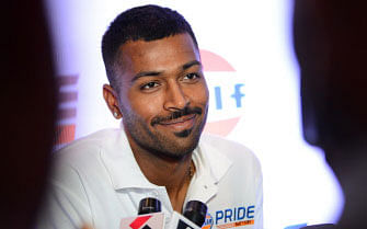 In this file photo taken on 20 November 2018 Indian cricketer Hardik Pandya attends the launch of the Gulf Pride motorcyle batteries in Ahmedabad. Photo: AFP