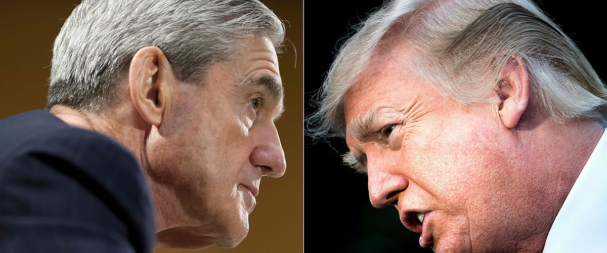 This combination of pictures created on January 8, 2018 shows files photos of FBI Director Robert Mueller (L) on June 19, 2013, in Washington, DC; and US President Donald Trump on December 15, 2017, in Washington, DC