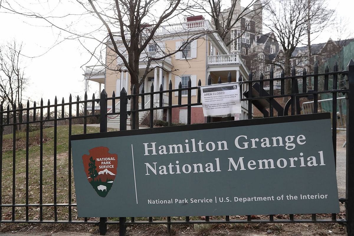 A sign says the Hamilton Grange National Memorial is closed due to the partial government shutdown in New York City, New York, US, on 12 January 2019. Photo: Reuters