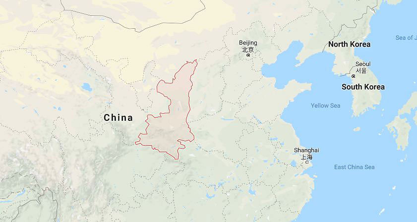 Shaanxi province marked in red in the map