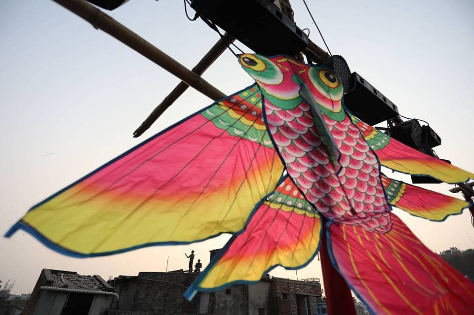 A decorated kite seen at Bangla Bazar in Old Dhaka to celebrate Poush Shankranti, also known as Shakrain on 14 January. Photo: Dipu Malakar
