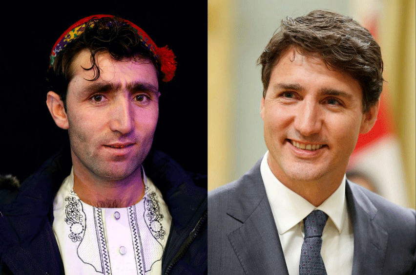 Afghan singer Abdul Salam Maftoon (L) and Canadian prime minister Justin Trudeau are seen in this combination photo. -- Photo: Reuters