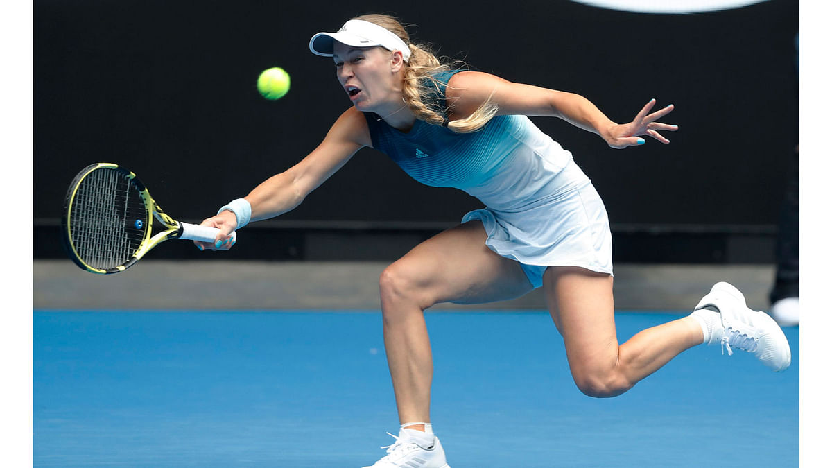Denmark`s Caroline Wozniacki in action during the Second Round match of Australian Open against Sweden`s Johanna Larsson at Melbourne Park, Melbourne, Australia, on 16 January 2019. Photo: Reuters