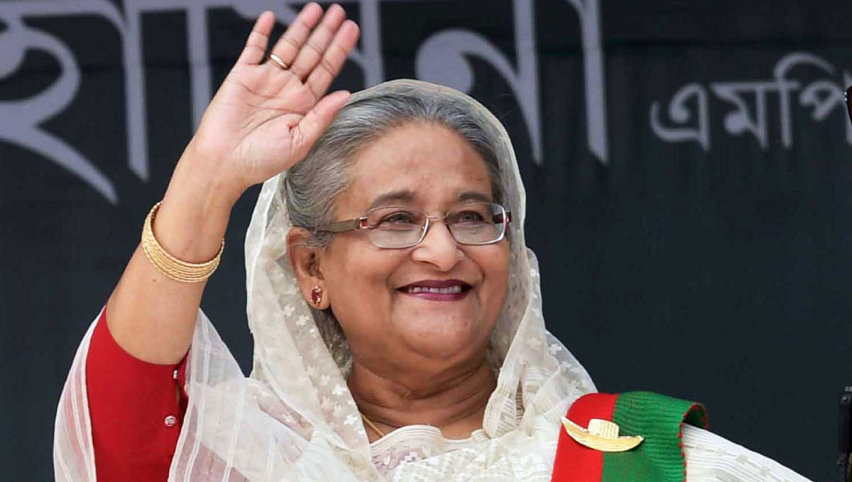 Prime minister Sheikh Hasina addresses a grand rally organised by Awami League at Suhrawardy Udyan on Saturday, 19 Jan, 2019. Photo: PID