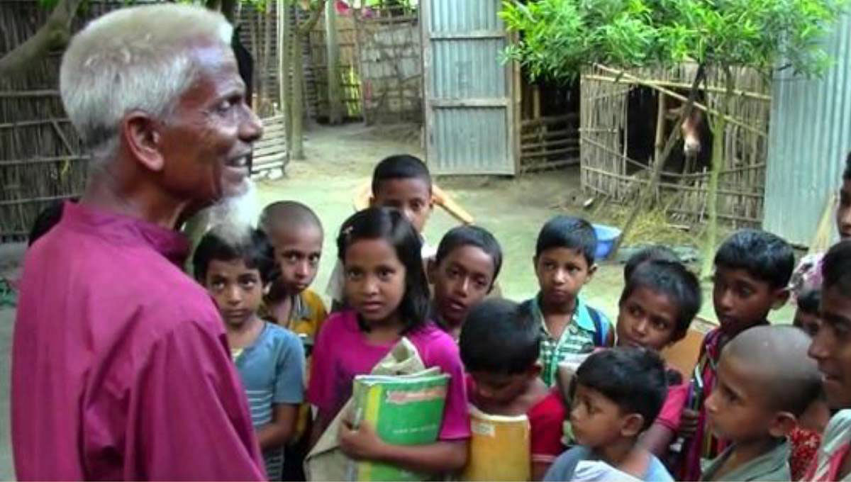 Lutfar Rahman has been involved in spreading education to poor children living in the villages since 1984. Photo: UNB