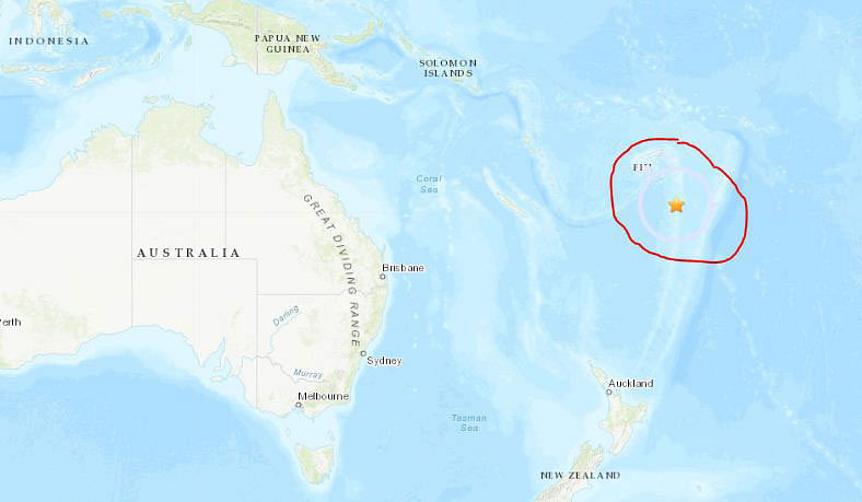 The location of Fiji. Photo: Screen grab of USGS