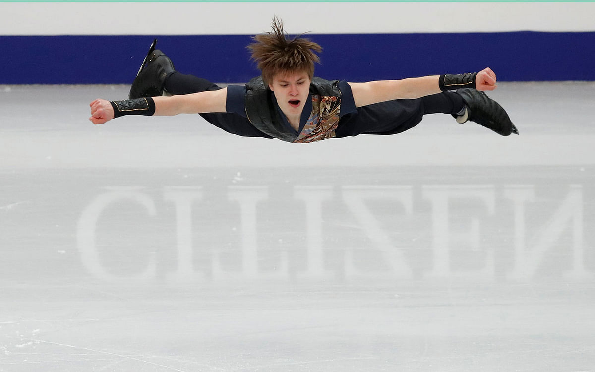 Latvia`s Deniss Vasiljevs during the Men`s Free Skating at the ISU European Figure Skating Championships held in Minsk-Arena Multifunctional Complex, Minsk, Belarus on 26 January. Photo: Reuters