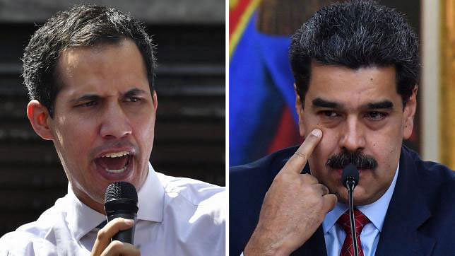 This combination of pictures shows National Assembly chief Juan Guaido [L] and socialist president Nicolas Maduro. Photo: AFP