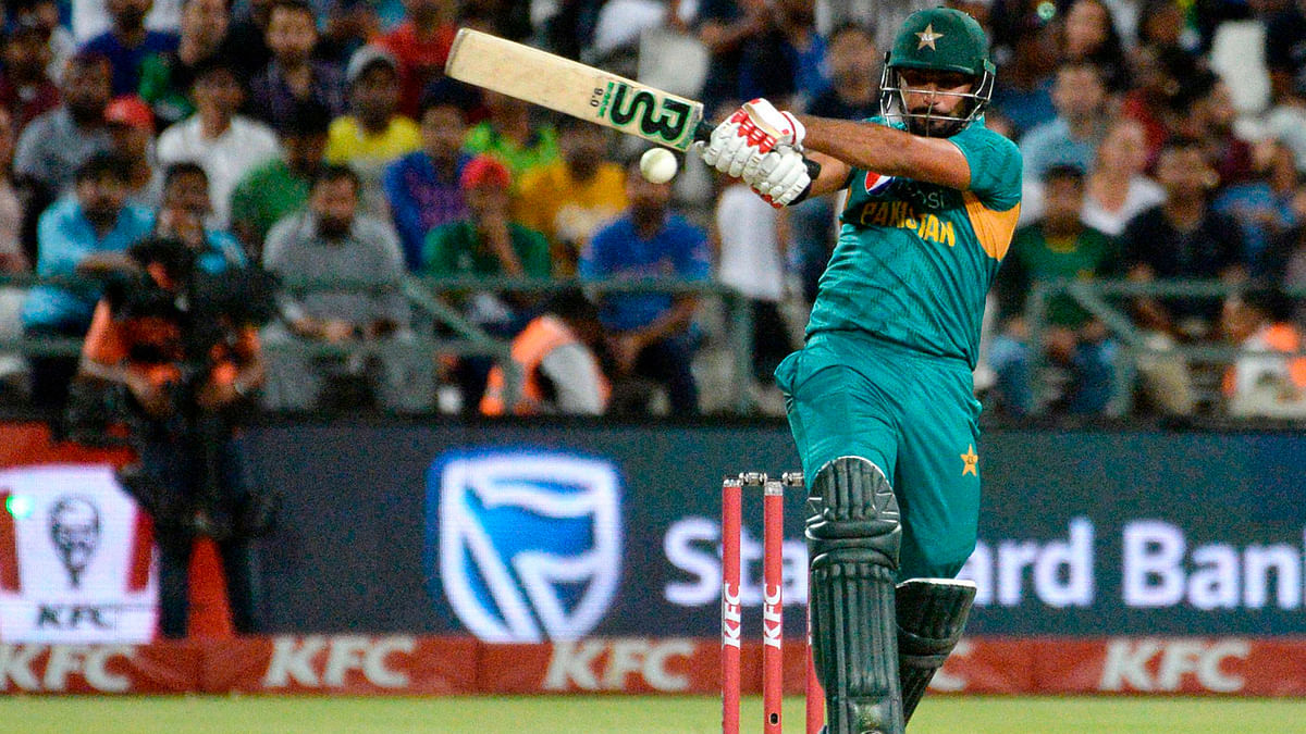 Pakistan`s batsman Hussain Talat plays a shot during the first T20 cricket match betwen South Africa and Pakistan at the Newlands Stadium in Cape Town, on 1 February, 2019. Photo: AFP