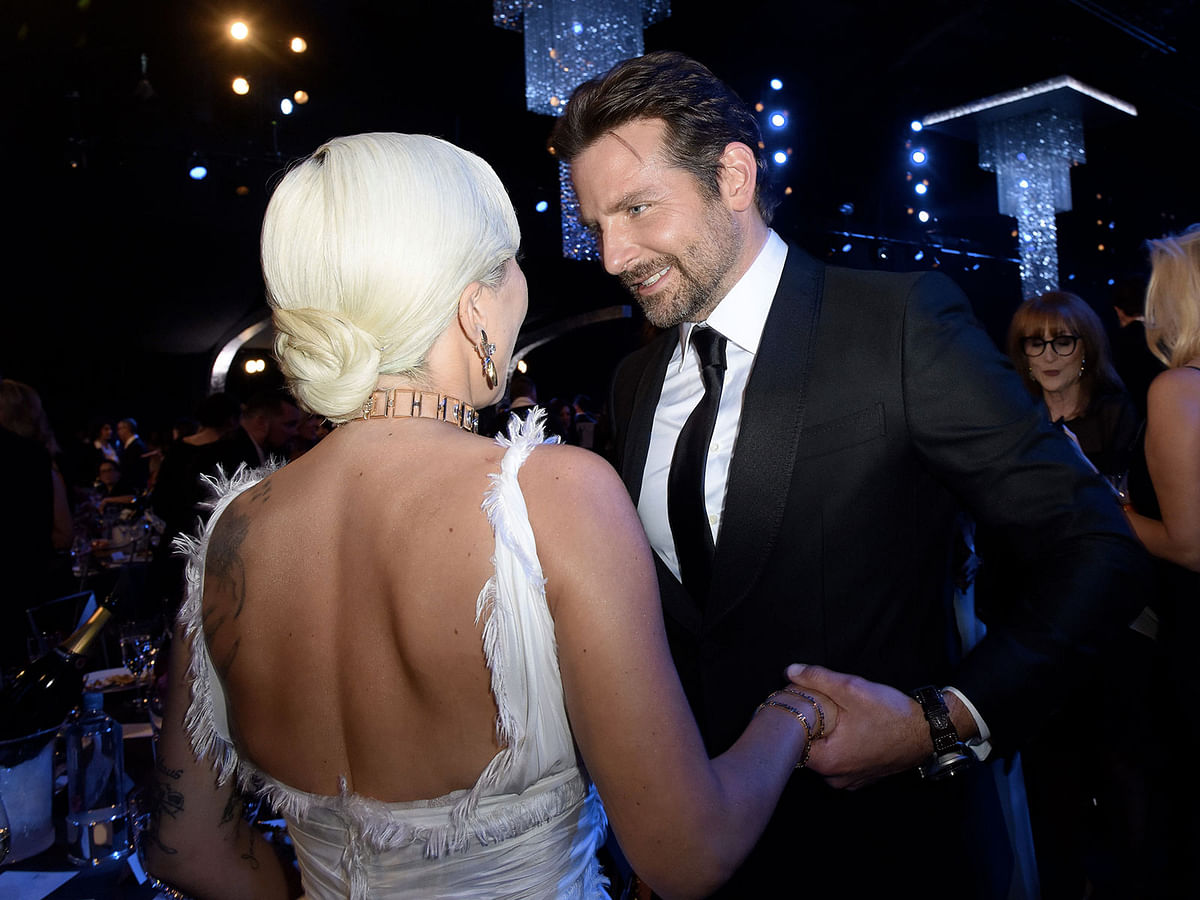 Lady Gaga and Bradley Cooper inside the ballroom at the 25th Annual Screen Actors Guild Awards show at the Shrine Auditorium in Los Angeles on 27 January, 2019. Photo: AFP