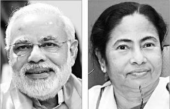 Indian prime minister Narendra Modi and West Bengal chief minister Mamata Banerjee.