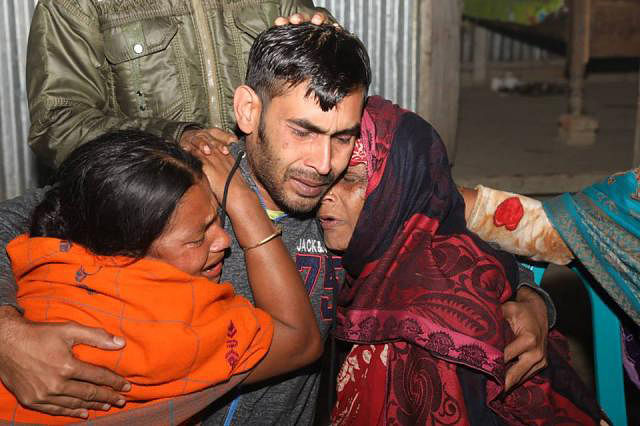 Tears of joy as family gets back Jahalam after three years in Nagarpur, Tangail on Monday. Photo: Dipu Malakar