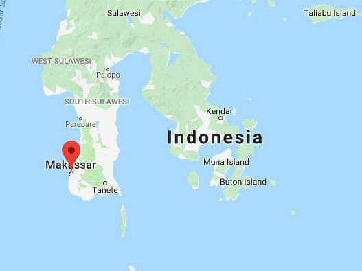 Location of Makassar, Indonesian. Photo: Screen grab of Google Map