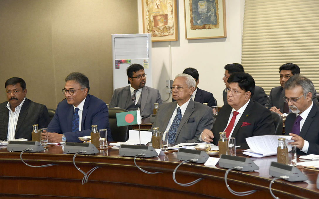 Bangladesh delegation led by foreign minister AK Abdul Momen attends at the 5th meeting of the Joint Consultative Commission (JCC) between Bangladesh and India held at the Jawaharlal Nehru Bhavan in New Delhi on Friday. Photo: UNB