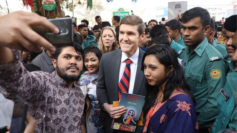 US ambassador to Bangladesh Earl R Miller and his wife visit at the children’s corner of Amar Ekushey book fair on 8 February. Photo: Abdus Salam