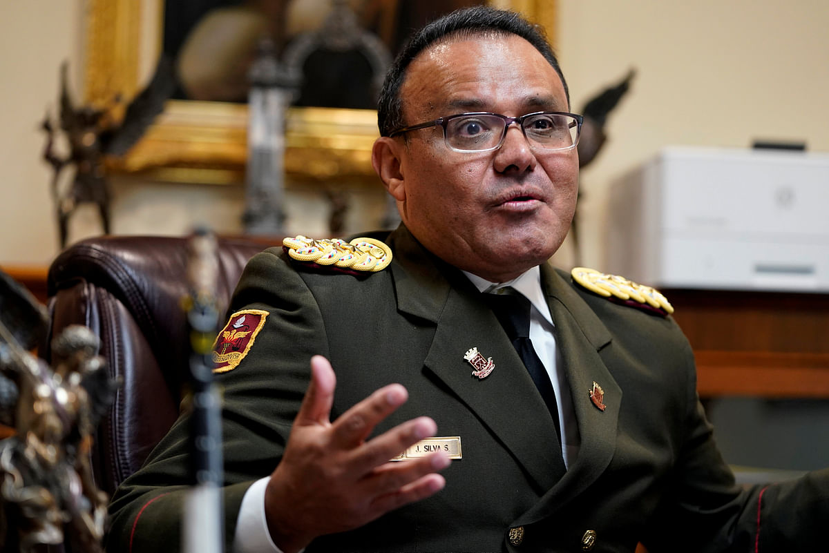 Venezuelan colonel Jose Luis Silva, Venezuela’s Military Attache at its Washington embassy to the United States, is interviewed by Reuters after announcing that he is defecting from the government of president Nicolas Maduro in Washington, US on 26 January. Photo: Reuterss