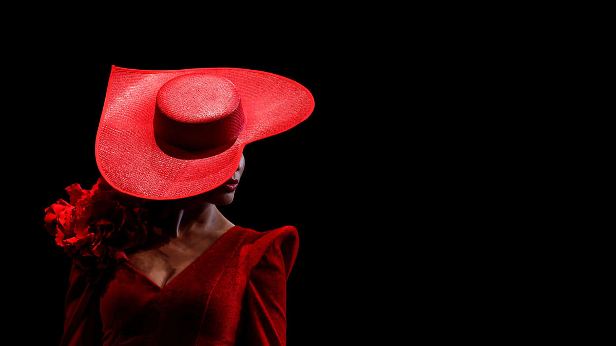 A model presents a creation by Veronica de la Vega during the International Flamenco Fashion Show SIMOF in the Andalusian capital of Seville, Spain on 8 February 2019. Photo: Reuters