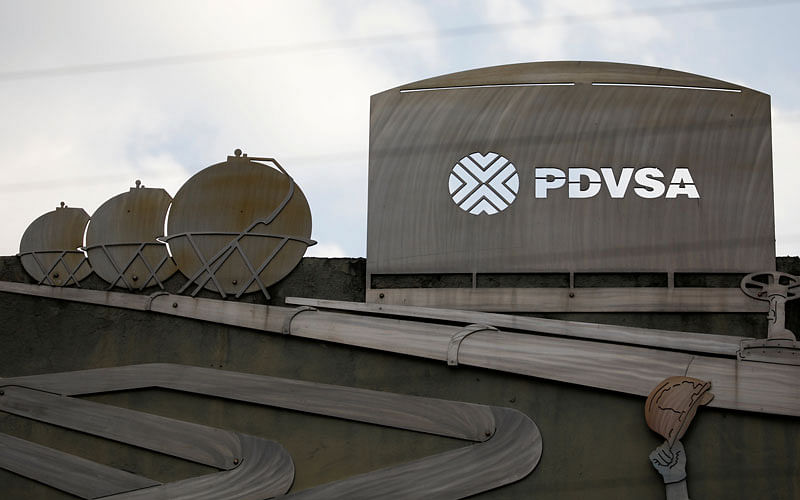 Cutouts depicting images of oil operations are seen outside a building of Venezuela’s state oil company PDVSA in Caracas, Venezuela on 28 January. Photo: Reuters