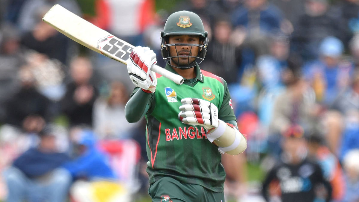 Mohammad Mithun celebrates 50 runs during the 2nd ODI cricket match between New Zealand and Bangladesh at Hagley Oval in Christchurch on 16 February 2019. Photo: AFP