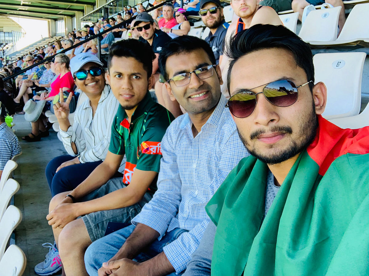Bangladesh cricket fans enjoy the game during first match of the three-match series between Bangladesh and New Zealand in Napier. Photo: Asif Ahsan