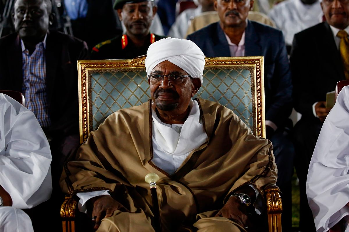 Sudanese president Omar al-Bashir sits before delivering a speech to the nation on 22 February 2019, at the presidential palace in the capital Khartoum. Photo: AFP