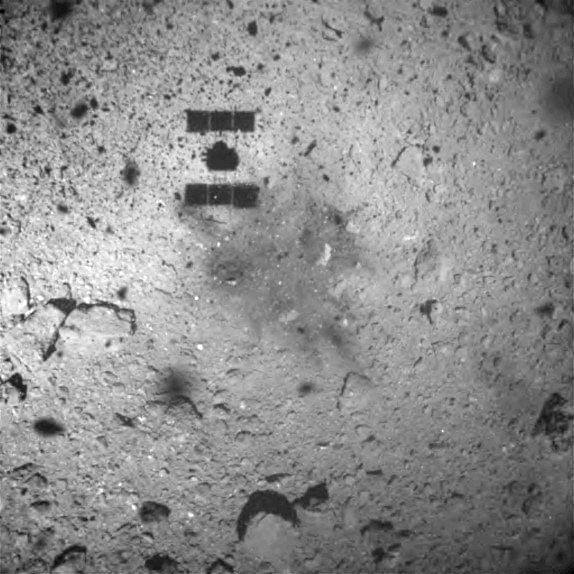 Hayabusa 2 space probe is seen after it landed on the Ryugu asteroid, in this image taken by ONC-W1, in this handout image released by Japan Aerospace Exploration Agency on 22 February 2019. Photo: AFP