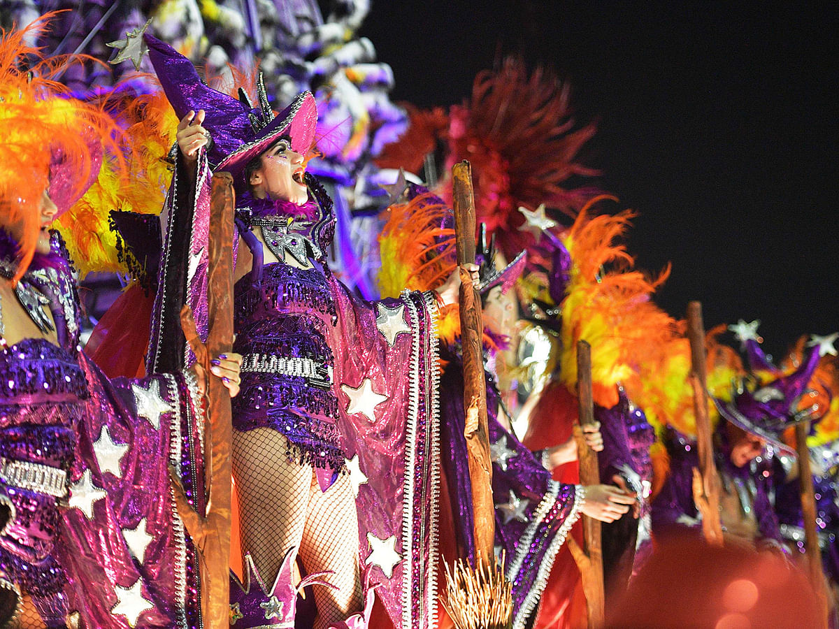Members of the `Viradouro` samba school perform during the first night of Rio`s Carnival at the Sambadrome in Rio de Janeiro, Brazil, on 3 March 2018. Photo: AFP