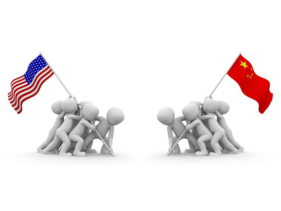 A collected symbolic illustration of China and US trade rivalry