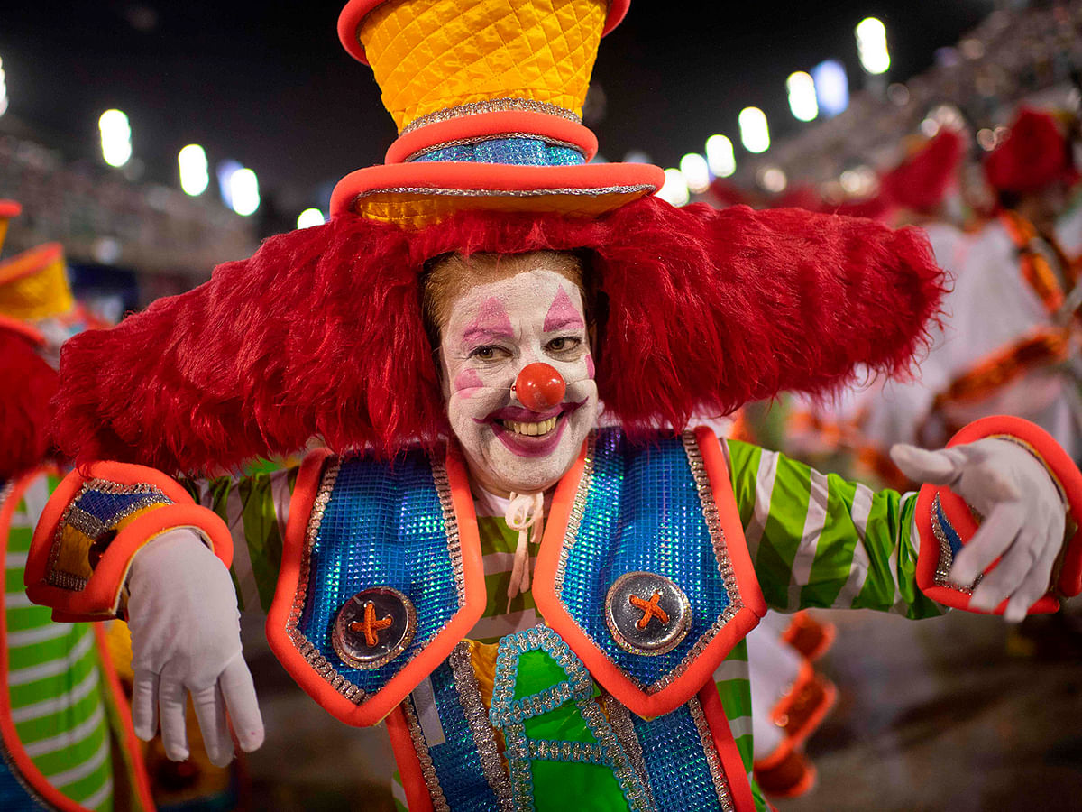 A member of the Imperio Serrano samba school performs in the first night of Rio`s Carnival parade at the Sambodrome in Rio de Janeiro, Brazil, on 3 March 2018. Photo: AFP