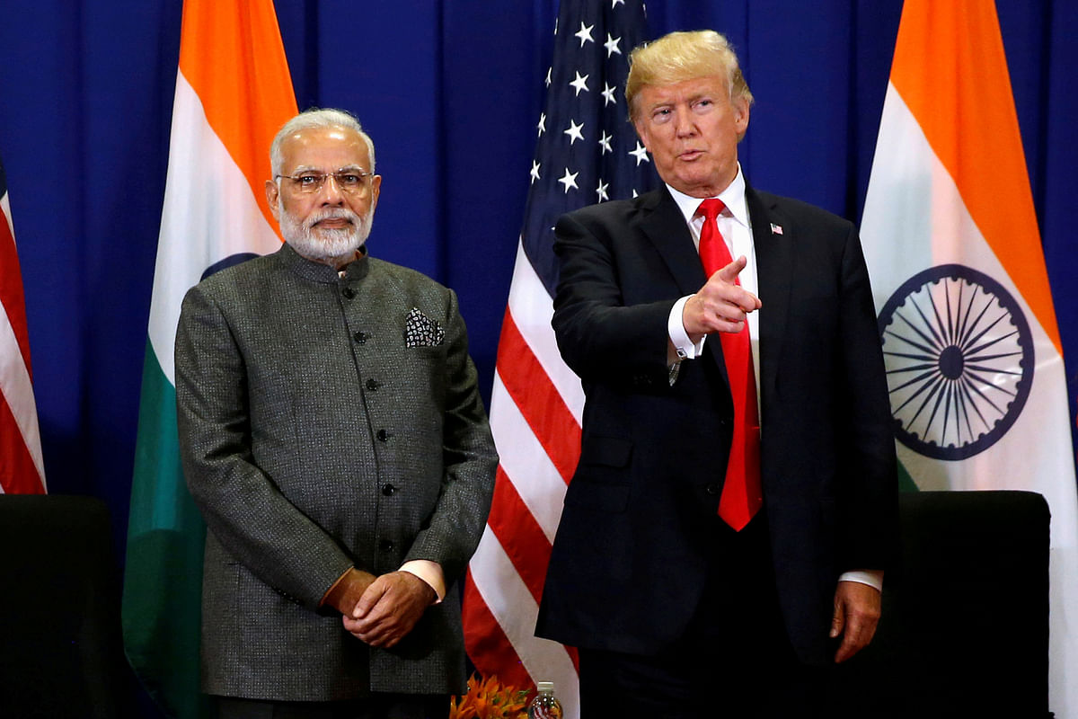 US president Donald Trump holds a bilateral meeting with India`s prime minister Narendra Modi alongside the ASEAN Summit in Manila. Photo: Reuters