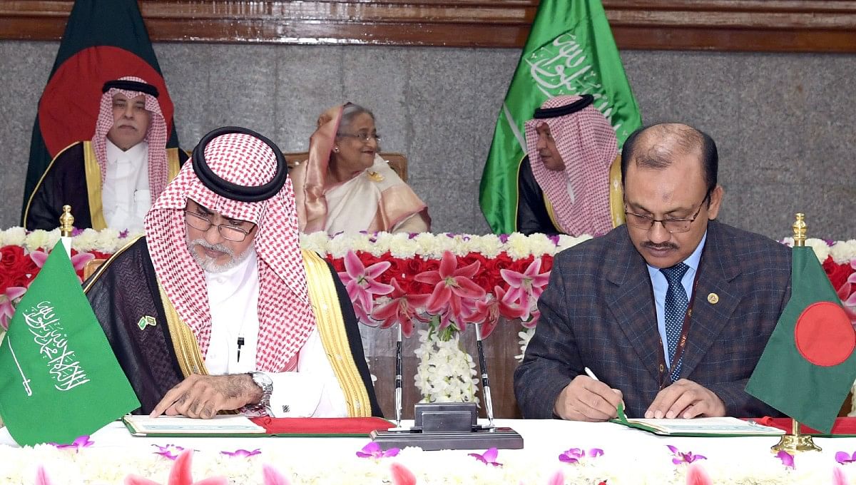 Bangladesh signs two agreements, four MoUs with the Kingdom of Saudi Arabia (KSA) at Prime Minister’s Office in Dhaka on Thursday, 7 Mar 2019. Photo: UNB