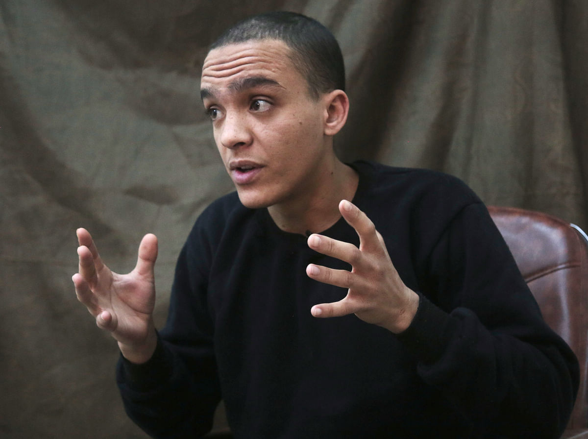 Mounsef al-Mkhayar, 22, an Islamic state fighter of Morrocan descent and Italian citizenship, gestures during an interview with Reuters, in Qamishli, Syria 9 March, 2019. Photo: Reuters