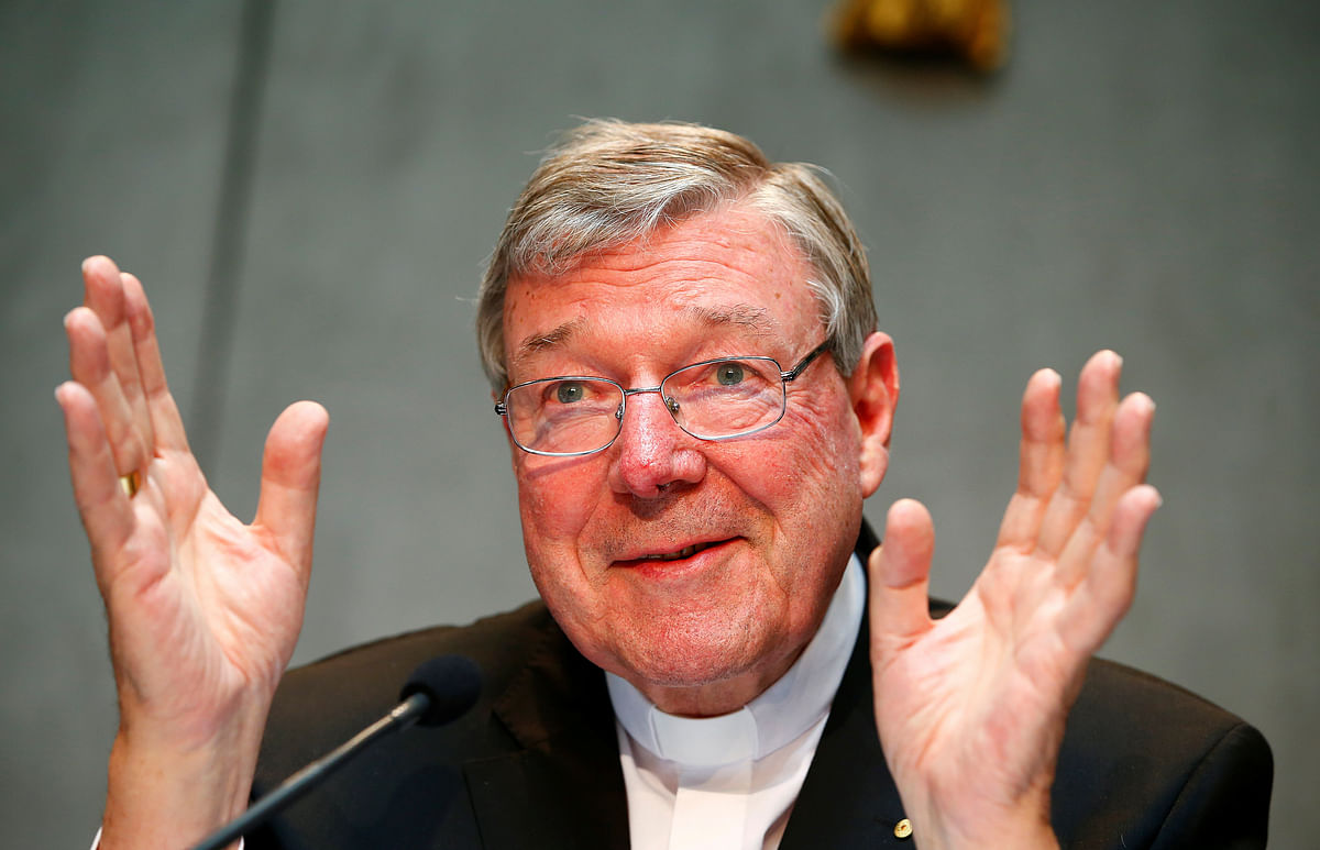 Cardinal George Pell gestures as he talks during a news conference for the presentation of new president of Vatican Bank IOR, at the Vatican on 9 July 2014. Photo: Reuters