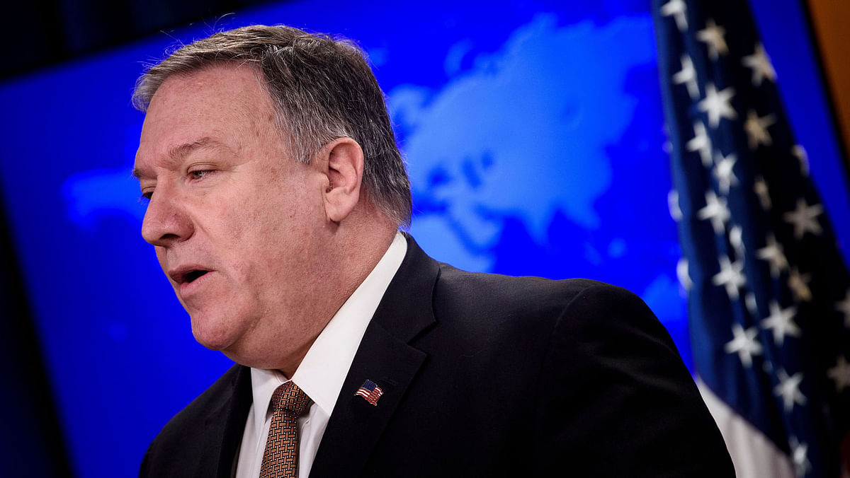 US Secretary of State Mike Pompeo speaks to reporters at the US State Department on 15 March in Washington, DC. Photo: AFP