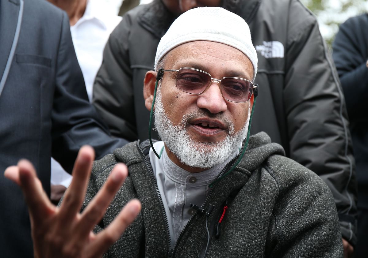 New Zealand : Farid Ahmed, who survived the Al Noor mosque shootings but his wife Husna was killed, speaks to the media in Christchurch on March 17, 2019, two days after a shooting incident at two mosques in the city. Photo: AFP