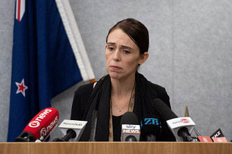 New Zealand prime minister Jacinda Ardern speaks to the media during a press conference at the Justice Precinct in Christchurch on 16 March 2019. A right-wing extremist who filmed himself rampaging through two mosques in the quiet New Zealand city of Christchurch killing 49 worshippers appeared in court on a murder charge on 16 March 2019. Photo: AFP