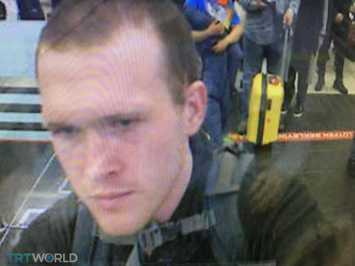 A handout frame grab taken from a CCTV video made available by the state-run Turkish broadcaster TRT World on 16 March 2019 shows the arrival of a man who is believed to be Australia-born Brenton Tarrant on 13 September 2016 at Istanbul`s Ataturk International airport in Turkey. Photo: AFP